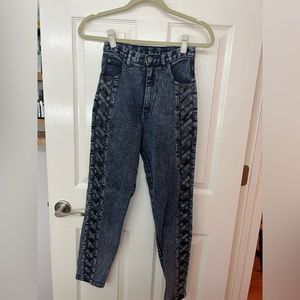 Levi 501 Style-Vintage Jeans with Leather Detail